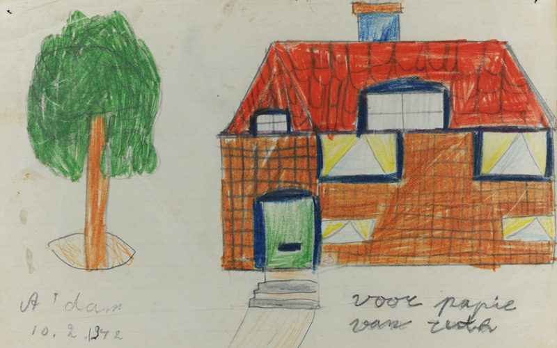 Dibujo realizado por Ruth, cuando tenía ocho años, para su padre Dov el  10 de febrero de 1942