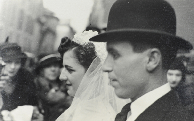 Claire-Clara Sorias née Arditti and Moϊse-Moshe Sorias on their wedding day, Milan, Italy, 1938