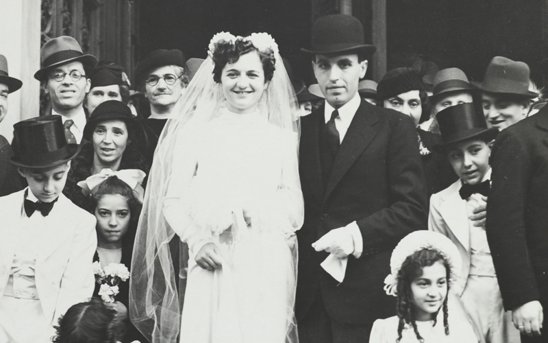 Claire-Clara Sorias née Arditti and Moϊse-Moshe Sorias on their wedding day, Milan, Italy, 1938