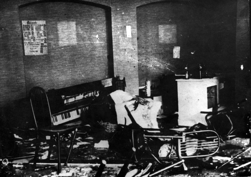 Magdeburg, Germany. A destroyed music room in a synagogue, 10/11/1938
