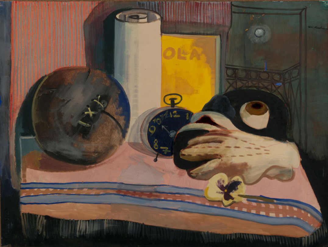 Феликс Нуссбаум. "Натюрморт с маской, перчаткой и футбольным мячом, ок. 1940"