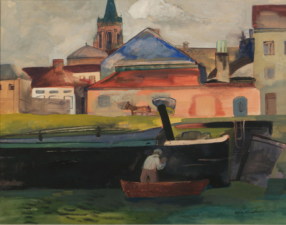 Felix Nussbaum. "Ansicht von Ostende mit Boot, 1935"