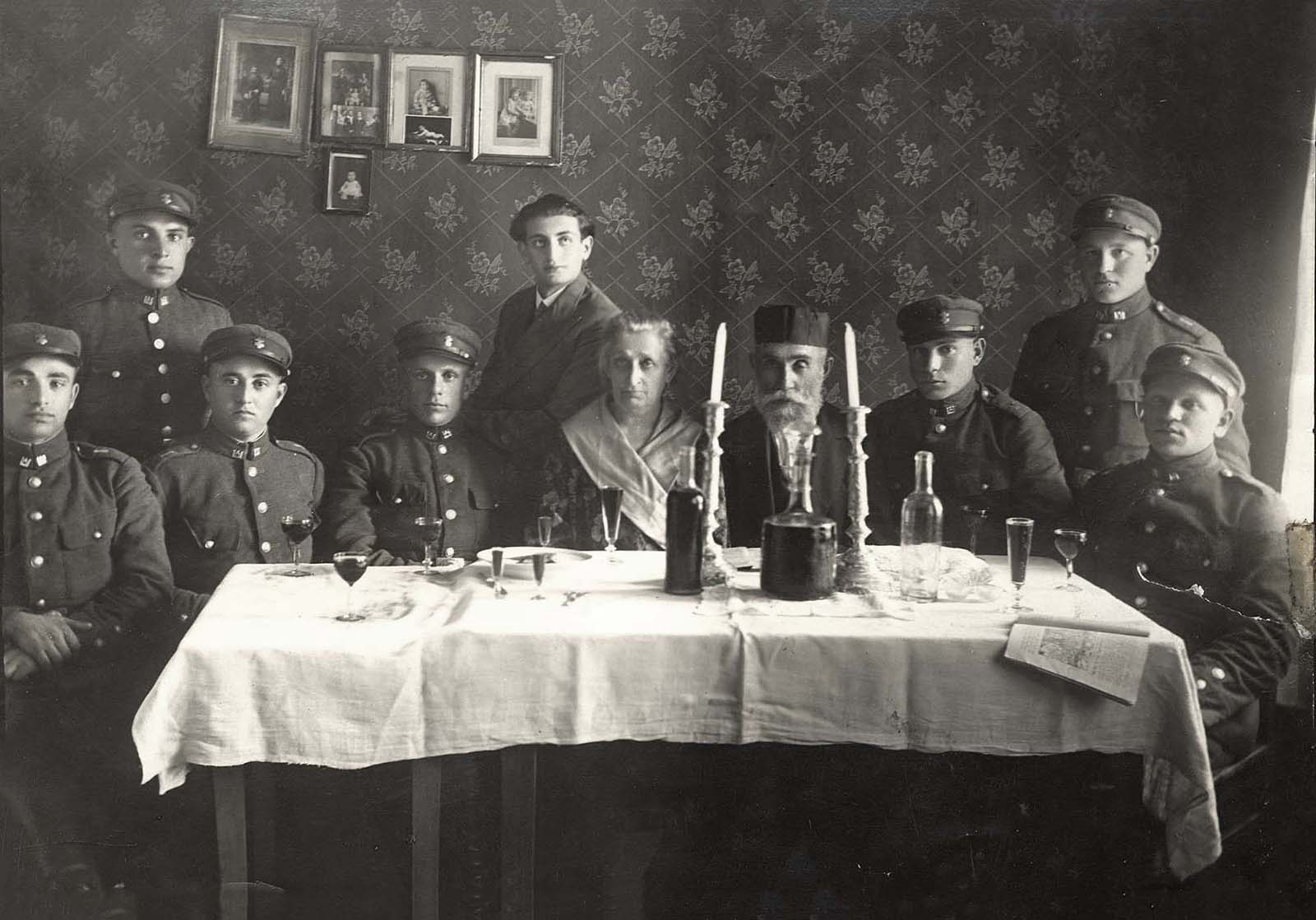 Jewish soldiers at a Passover Seder, Utena, Lithuania, prewar