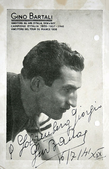 Foto entregada por Gino Bartali al joven Giorgio Goldenberg (Shlomo Paz), 1941
