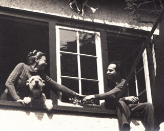 Prewar, Maria Helena Friedlander (Bruhn) with her husband Henri Friedlander at their house at Wassenaar