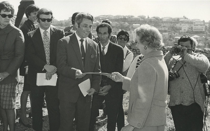 Jeanne Daman being presented with a certificate of honor at Yad Vashem. January 31, 1971