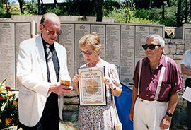 טקס לכבוד סופיה קריטיקו, יד ושם, 18 ביולי 1999