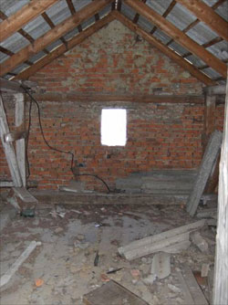 The attic of the schoolhouse, as photographed by Hoffmann during his visit to Uniow