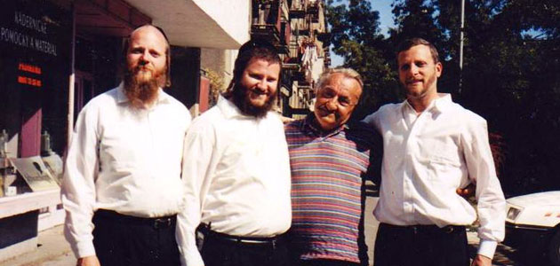 The grandchildren of  Rabbi Landau with the son of the Truskas, Slovakia, 2003