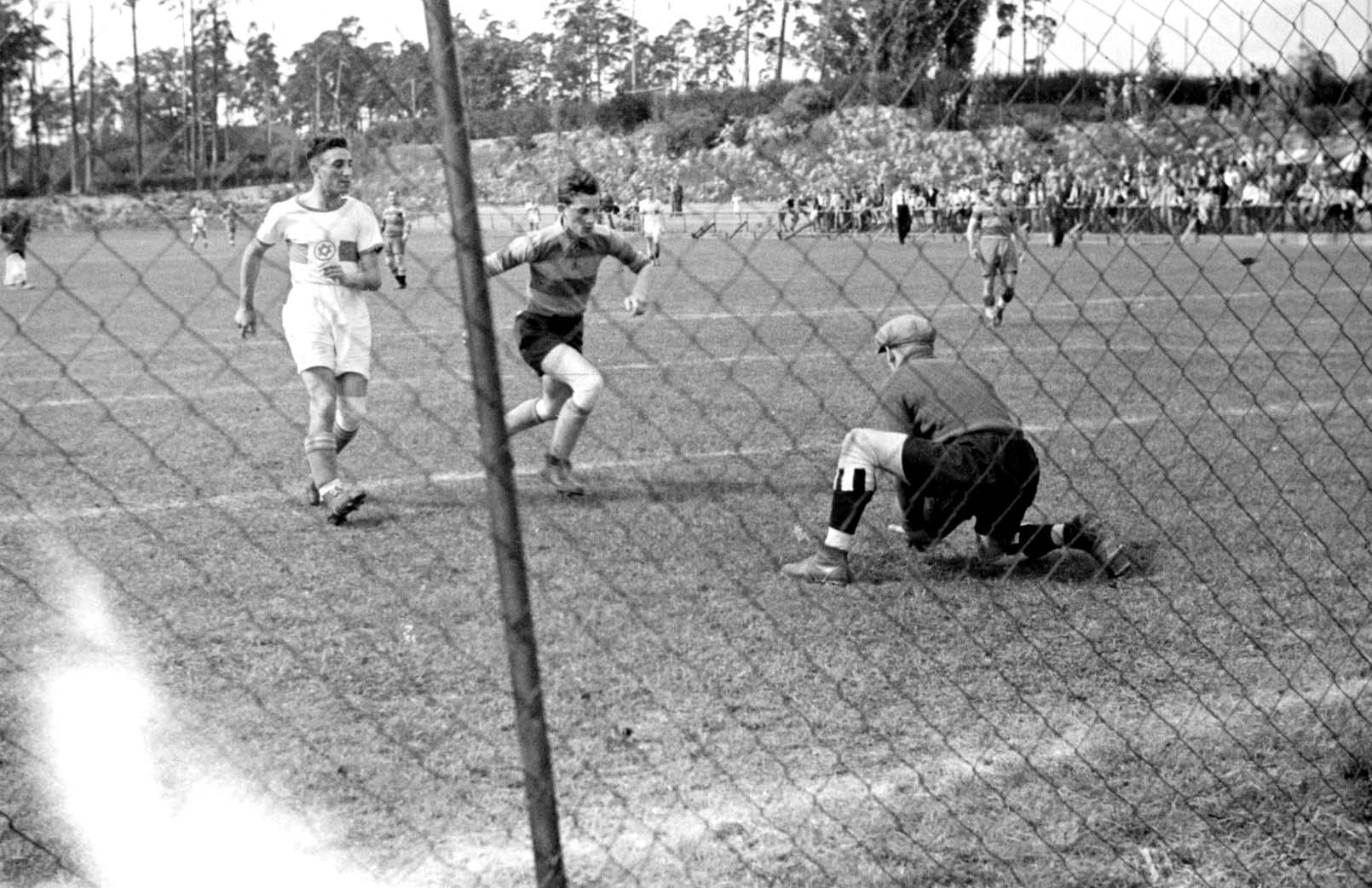 Berlin, Germany, 1937, a football match at the "Bar-Kochba" international sports games with the participation of "Hakoach Vienna"