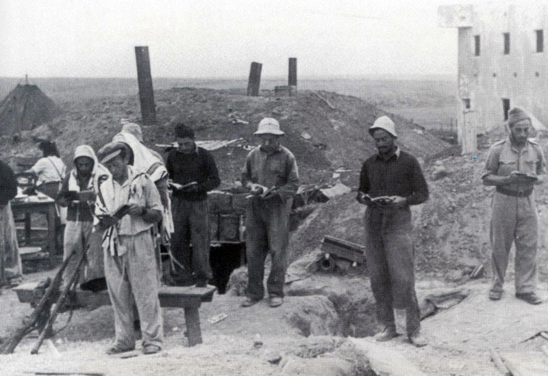 Walter Zwi Bacharach (probably fourth from right) at Kibbutz Be’erot Yitzchak