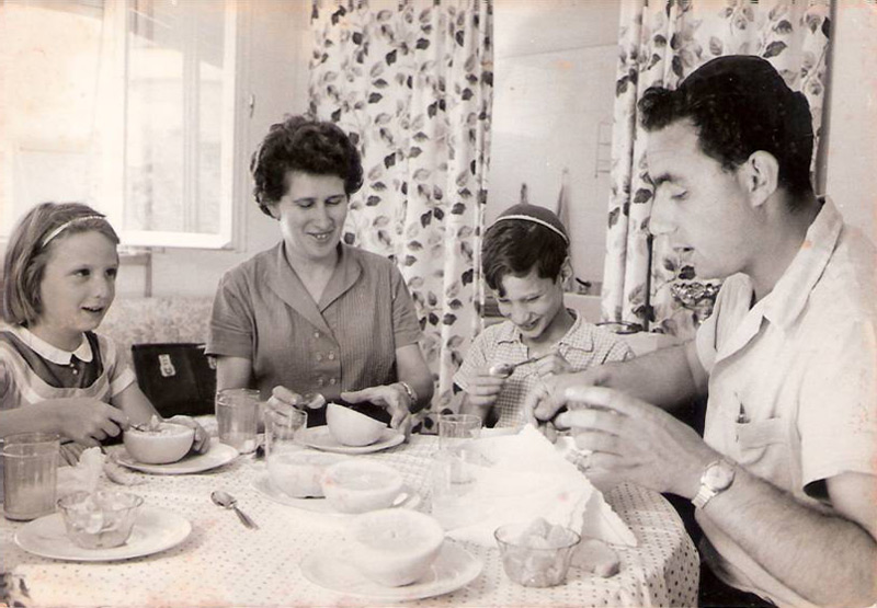 From right: Zwi, his eldest son Menachem, his wife Chana and their middle daughter Malka