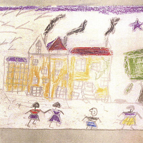 A drawing by Ehud Loeb from the period when he was hiding in a children's home in Chabannes after being removed from the Gurs detention camp