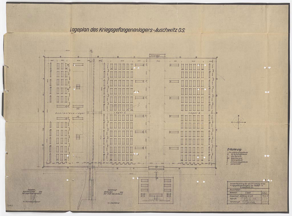 Lageplan des Lagers Birkenau vom 14. Oktober 1941