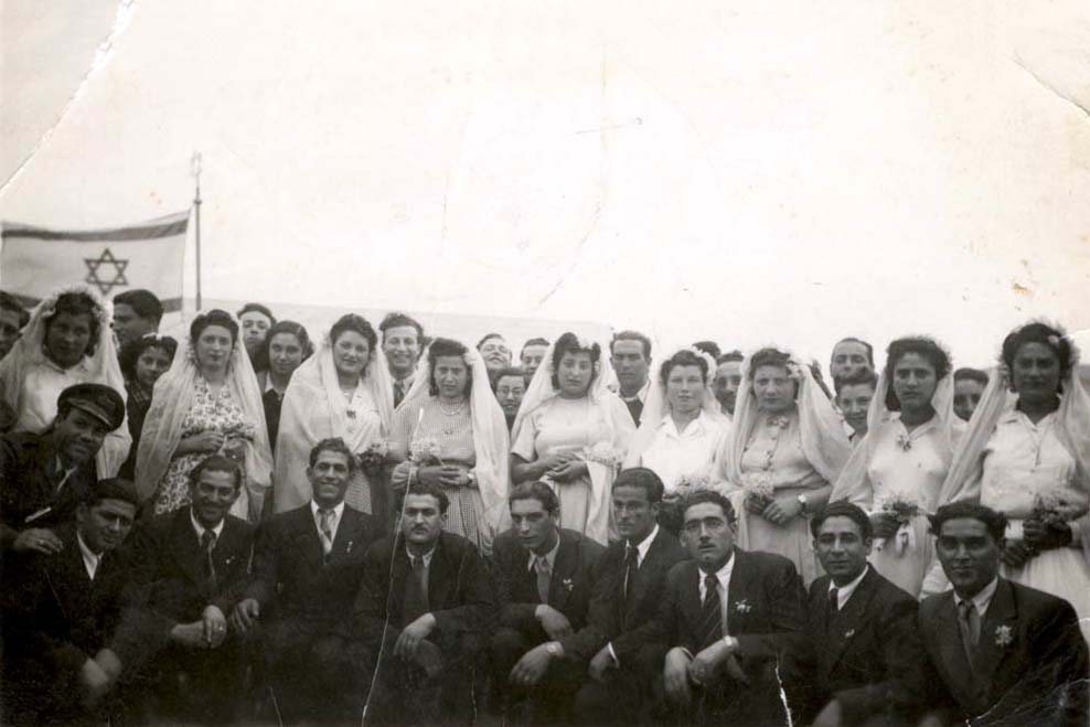Wedding of nine couples who survived the Holocaust – Salonika, Greece, Postwar