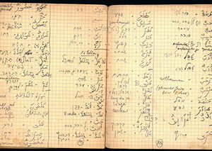 Fragmentos de cuadernos de estudio del árabe del gueto de Terezín