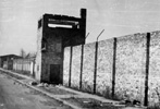Guard tower and part of the wall surrounding the Gęsiówka labor camp