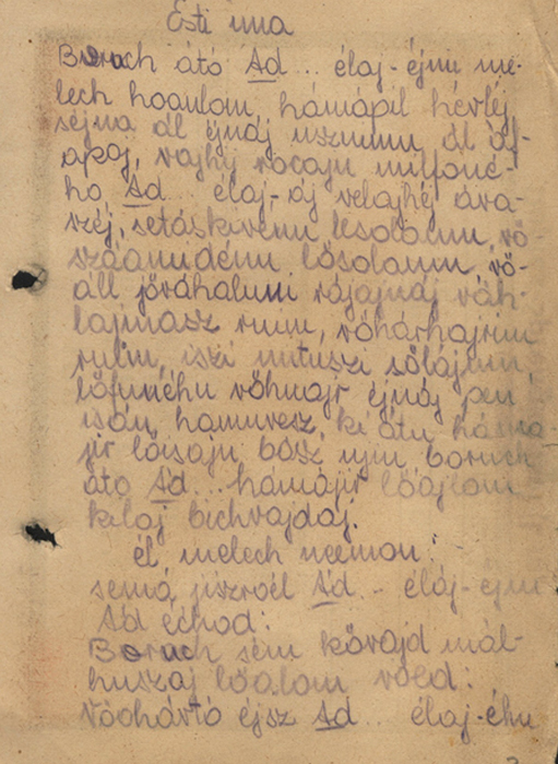 Handwritten transcription of prayers, Dita