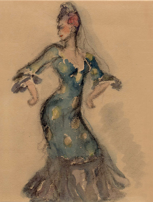 Catharina als Flamenco-Tänzerin, Ghetto Theresienstadt, 1944. Charlotte Buresova