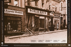 Viena, 1938. Tienda de zapatos destruida
Dokumetationsarchiv Des Osterreichischen Wiederstand
"Y la historia no terminó así…" Yad Vashem, 1999.