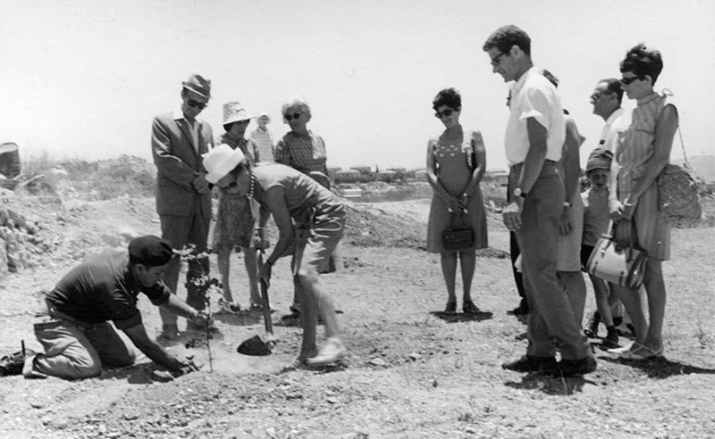 Ceremonia de plantación de un árbol  en honor de Gerda Valentiner. Yad Vashem, 28/07/1968