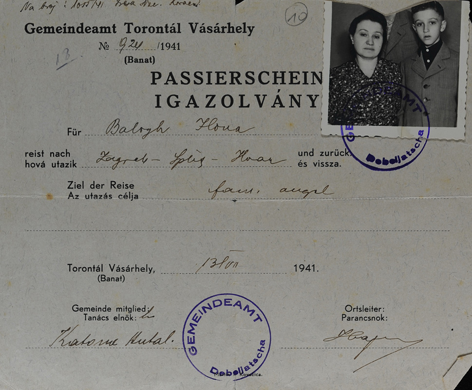 Cédula de identidad a nombre de Ilona Balogh, la identidad falsa de Irena Güns, emitida en Kovačica el 13 de julio de 1941
