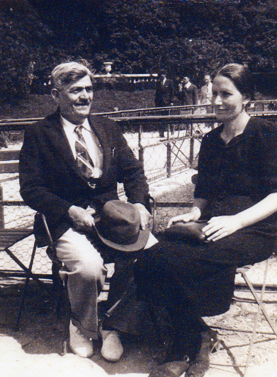 Jacob and Rahma Sebbane, shortly after their move to Paris, sitting in the Luxembourg Gardens, 1939
