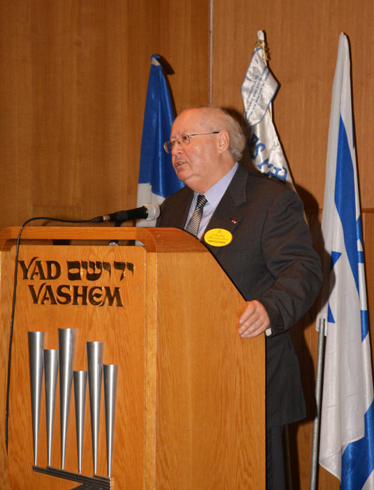 Serge Klarsfeld à Yad Vashem le 27 janvier 2015 à l'occasion de la Journée internationale à la mémoire des victimes de la Shoah 