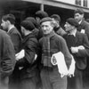 Jewish men in Drancy queuing for disinfection, 3rd December 1942.