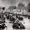 Jews gathered prior being deported, Kielce, Poland