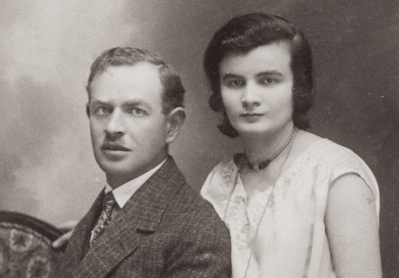 שושנה-רוזה אלטמן ודוד גרוי-גראו ביום חתונתם. קוטי, פולין, סוף שנות העשרים